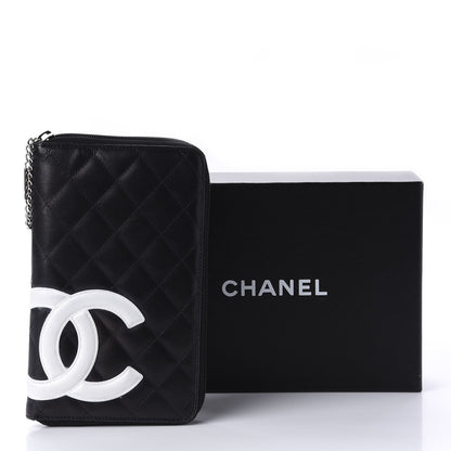 Chanel Calfskin Cambon Zip Around Organizer Wallet Black White 17 of 17