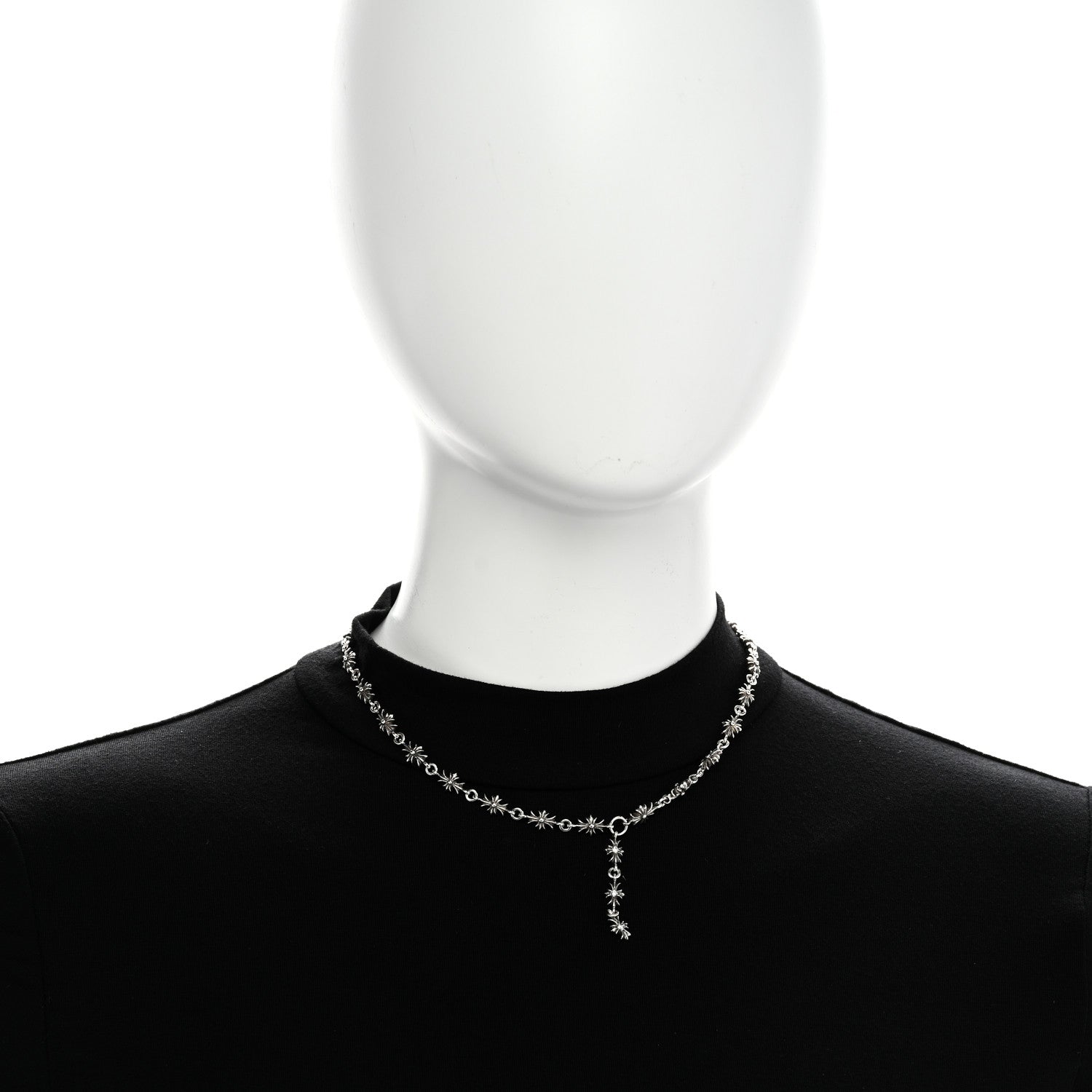 Chrome Hearts Sterling Silver Diamond Tiny Cross Link Necklace 2 of 5