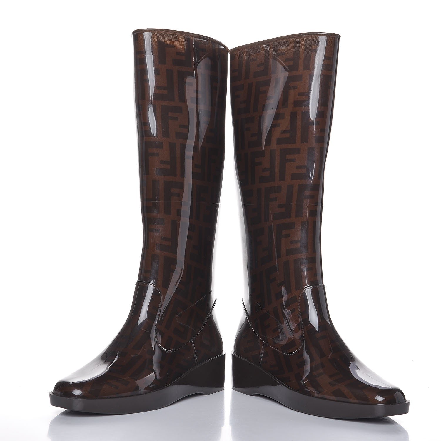 Fendi Rubber FF Rain Boots 36 Brown 6 of 9