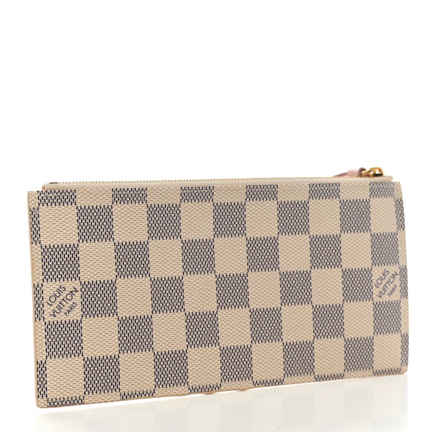 Damier Azur Felicie Chain Wallet Zippered Insert Rose Ballerine