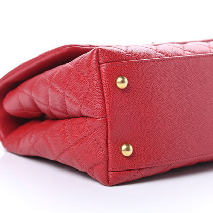 Chanel Caviar Quilted Small Coco Handle Flap Red 9 of 11
