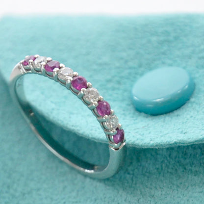 Tiffany Platinum Diamond Pink Sapphire Ring 6 5 of 5