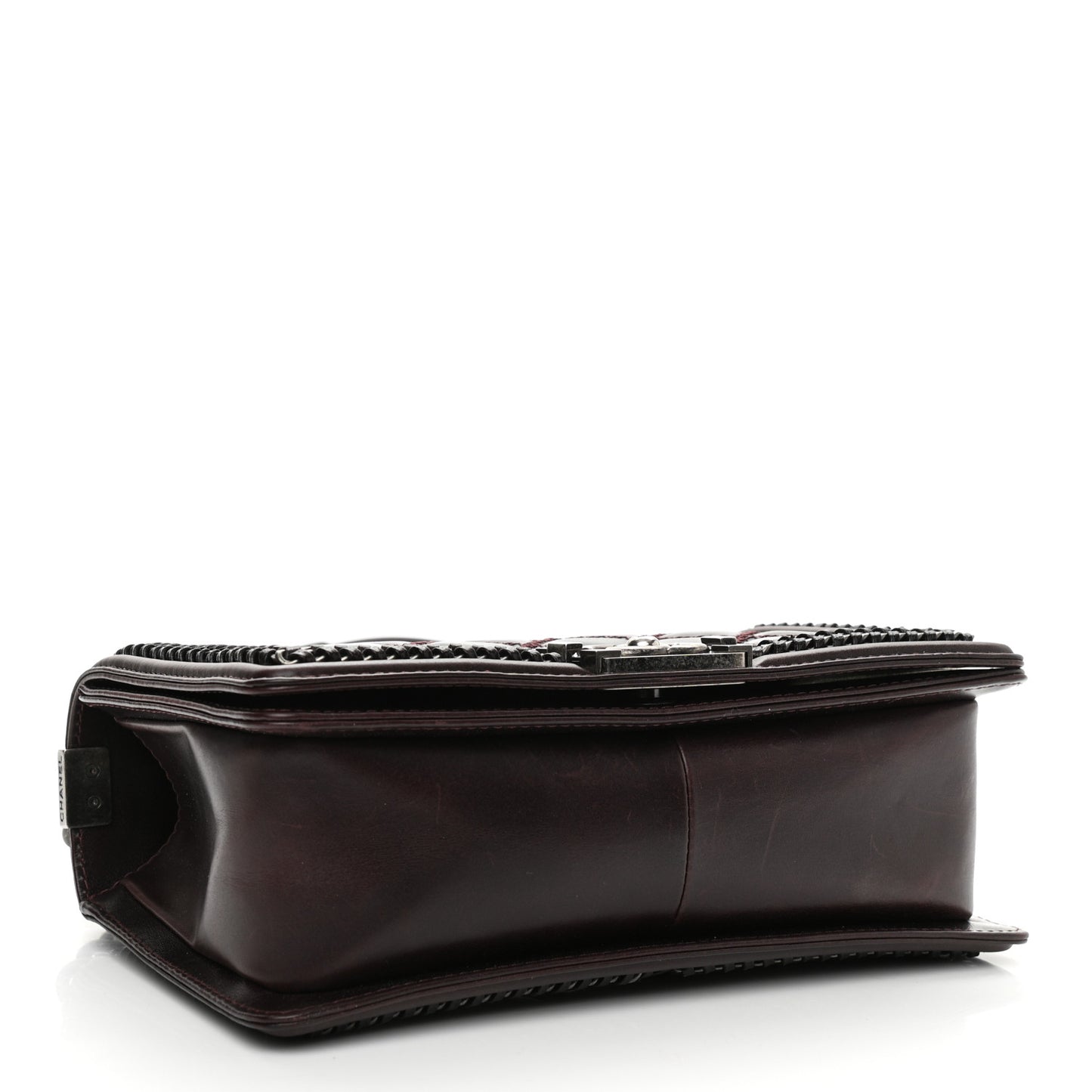 Goatskin Quilted Medium Boy Handle Flap Burgundy