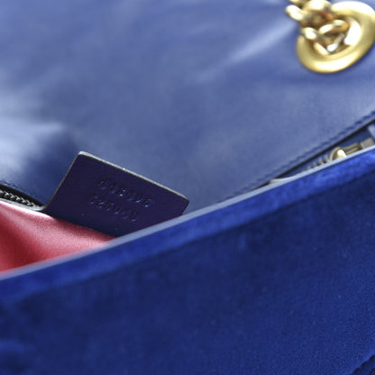 Gucci Velvet Matelasse Medium GG Marmont Shoulder Bag Cobalt Blue 9 of 10