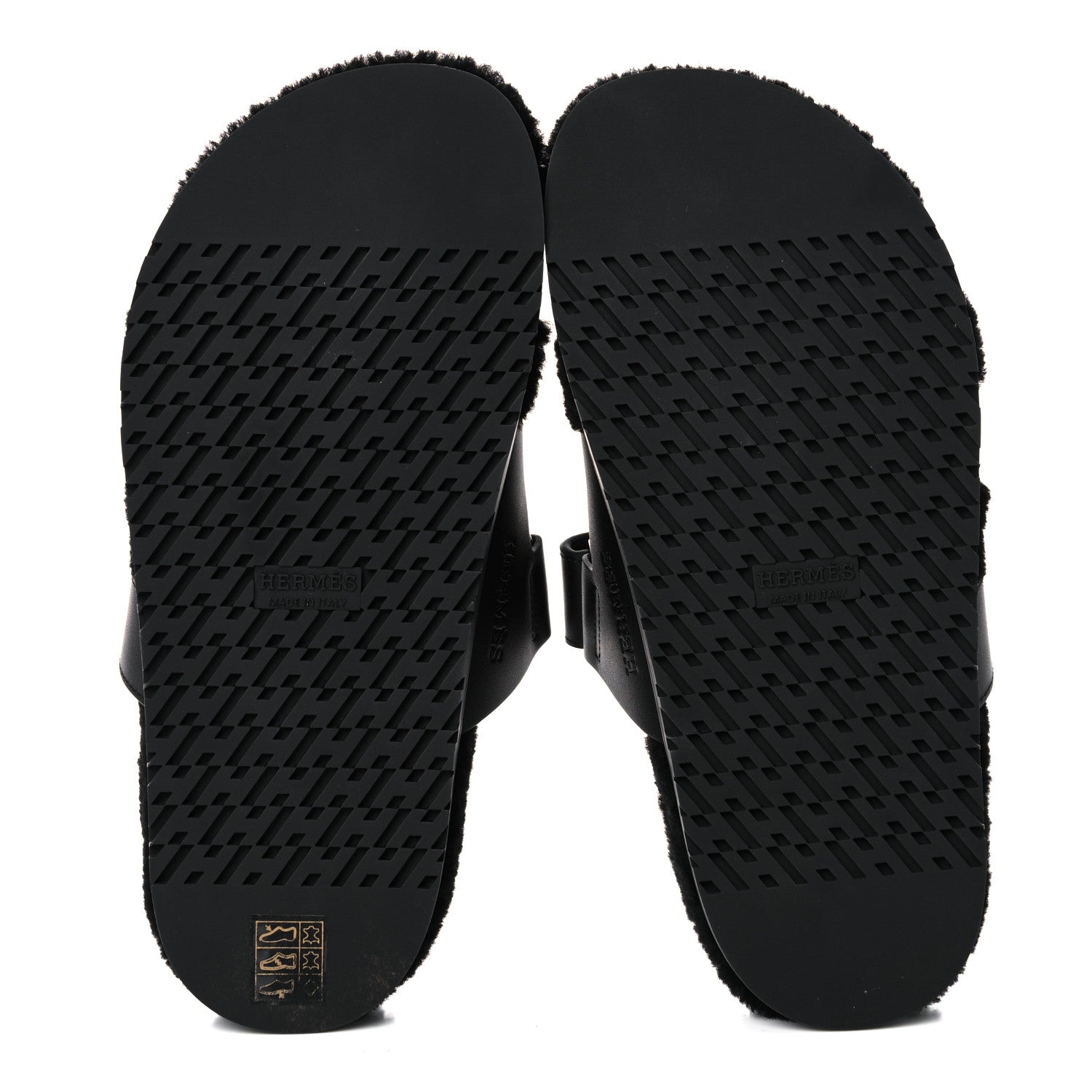 Hermes Calfskin Woolskin Womens Chypre Sandals 38.5 Black 5 of 11