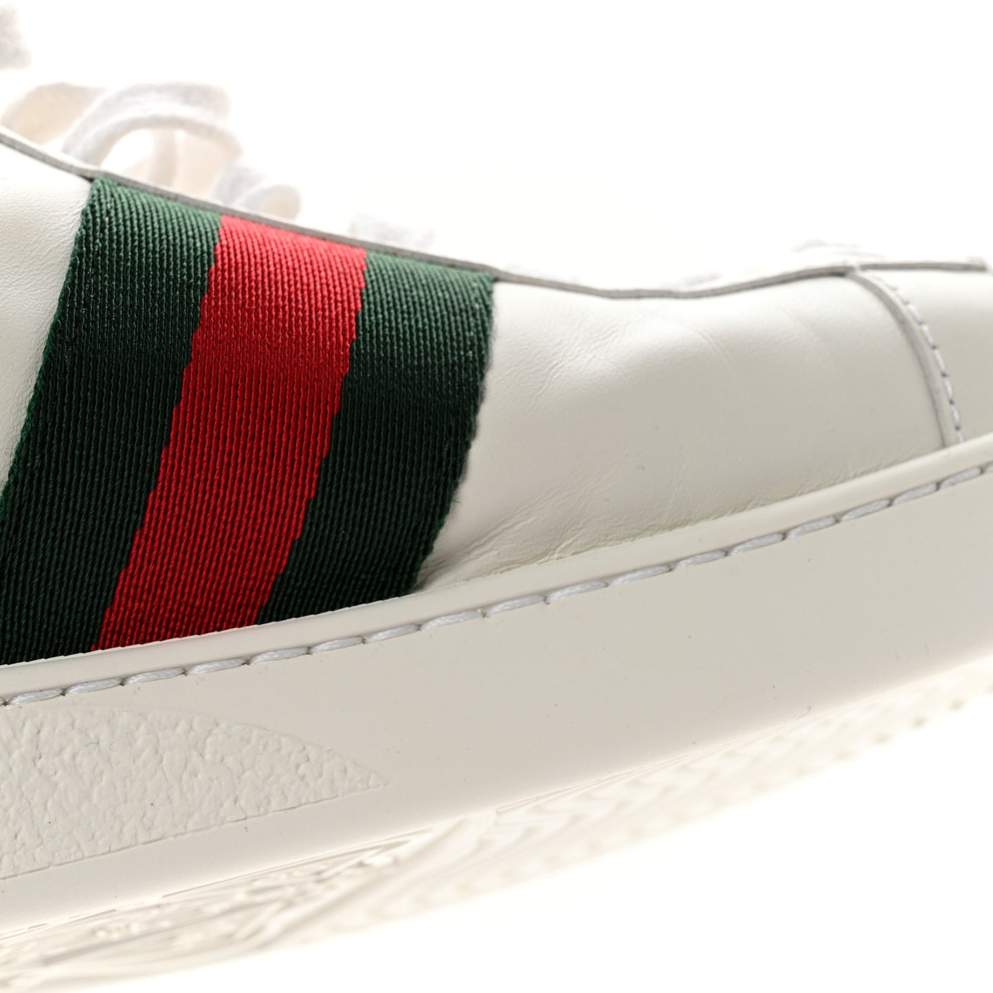 Calfskin Ayers Bee Embroidered Womens Ace Sneakers 37 White Green