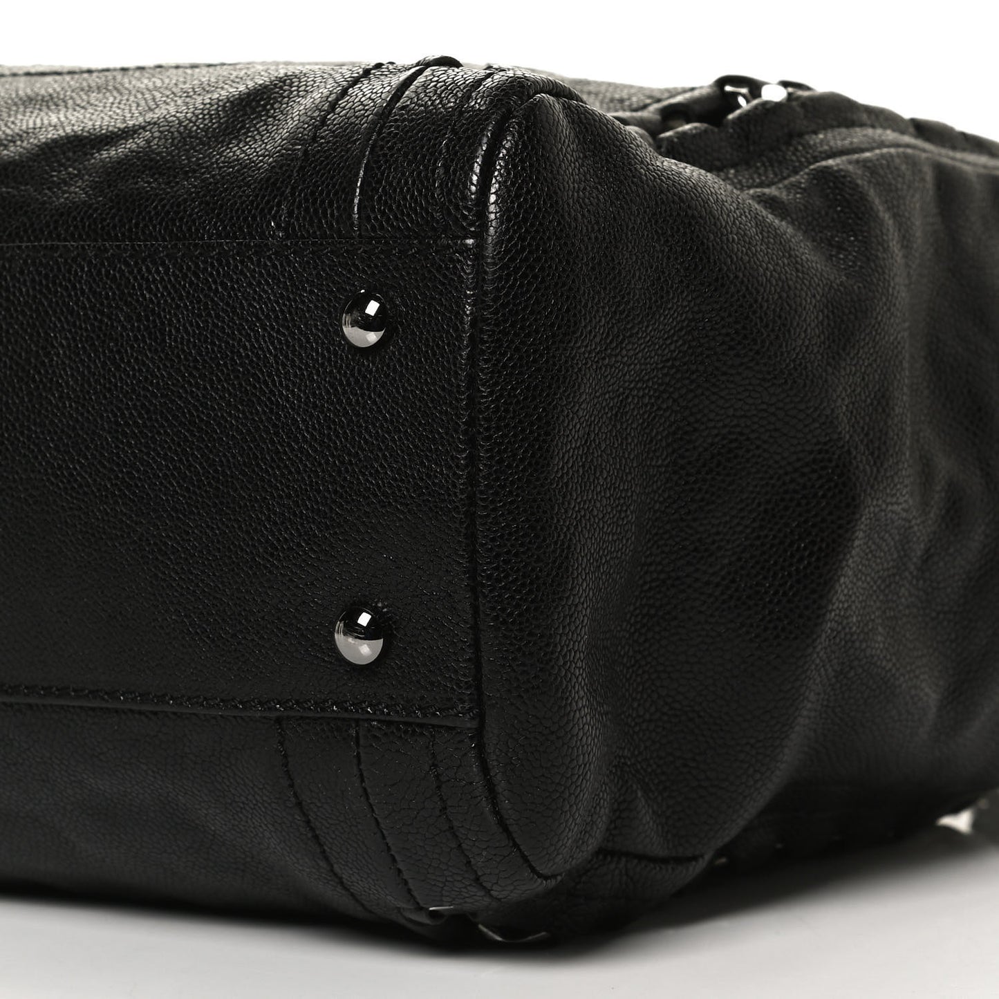 Glazed Caviar Modern Chain Tote Black