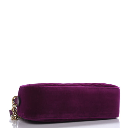 Gucci Velvet Matelasse Small GG Marmont Chain Shoulder Bag Fuchsia Violet Cyclamen 4 of 9