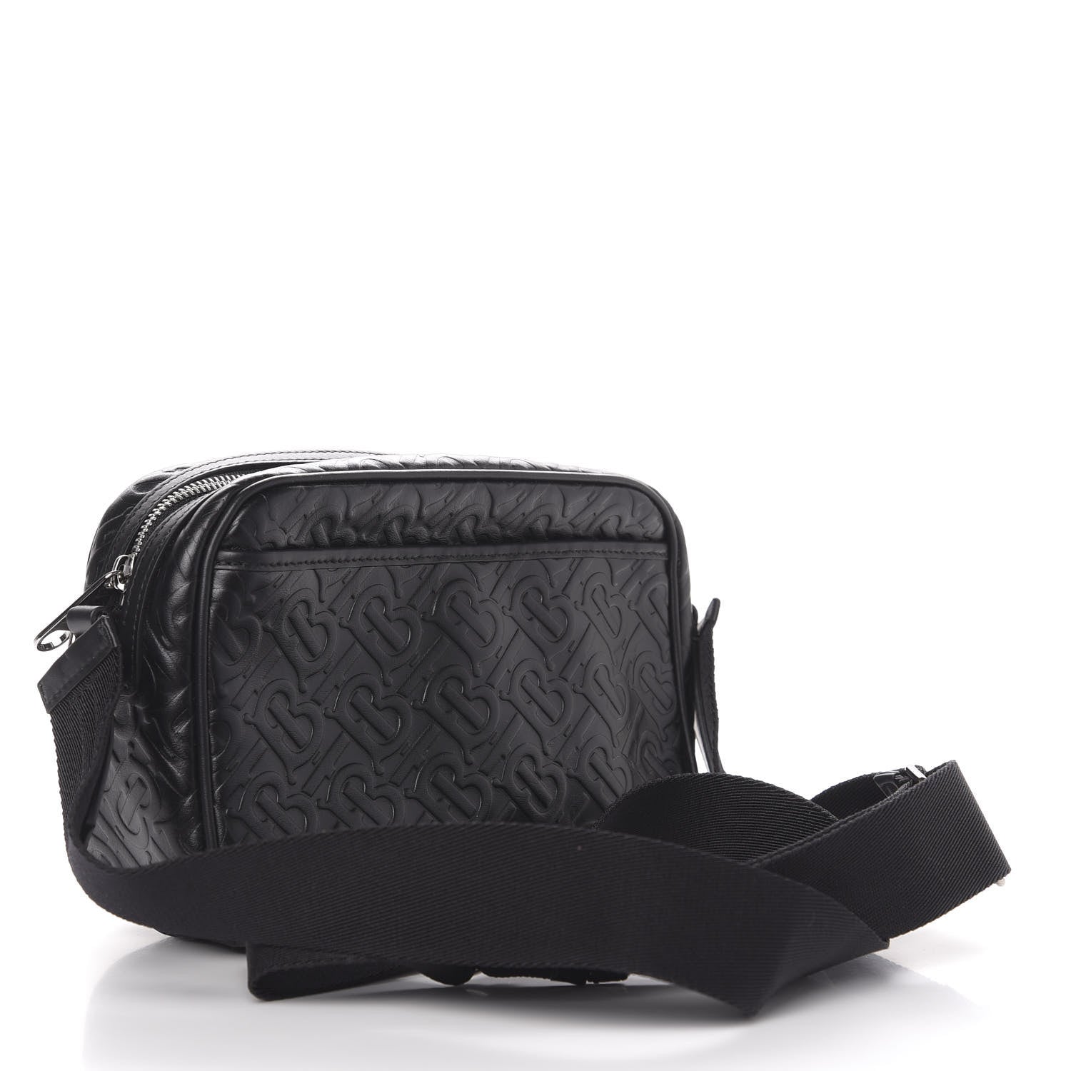 Burberry Calfskin Embossed Monogram Small Camera Bag Black 3 of 9
