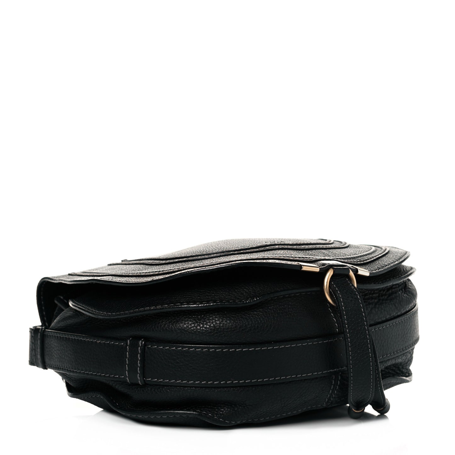 Calfskin Medium Marcie Round Crossbody Bag Black