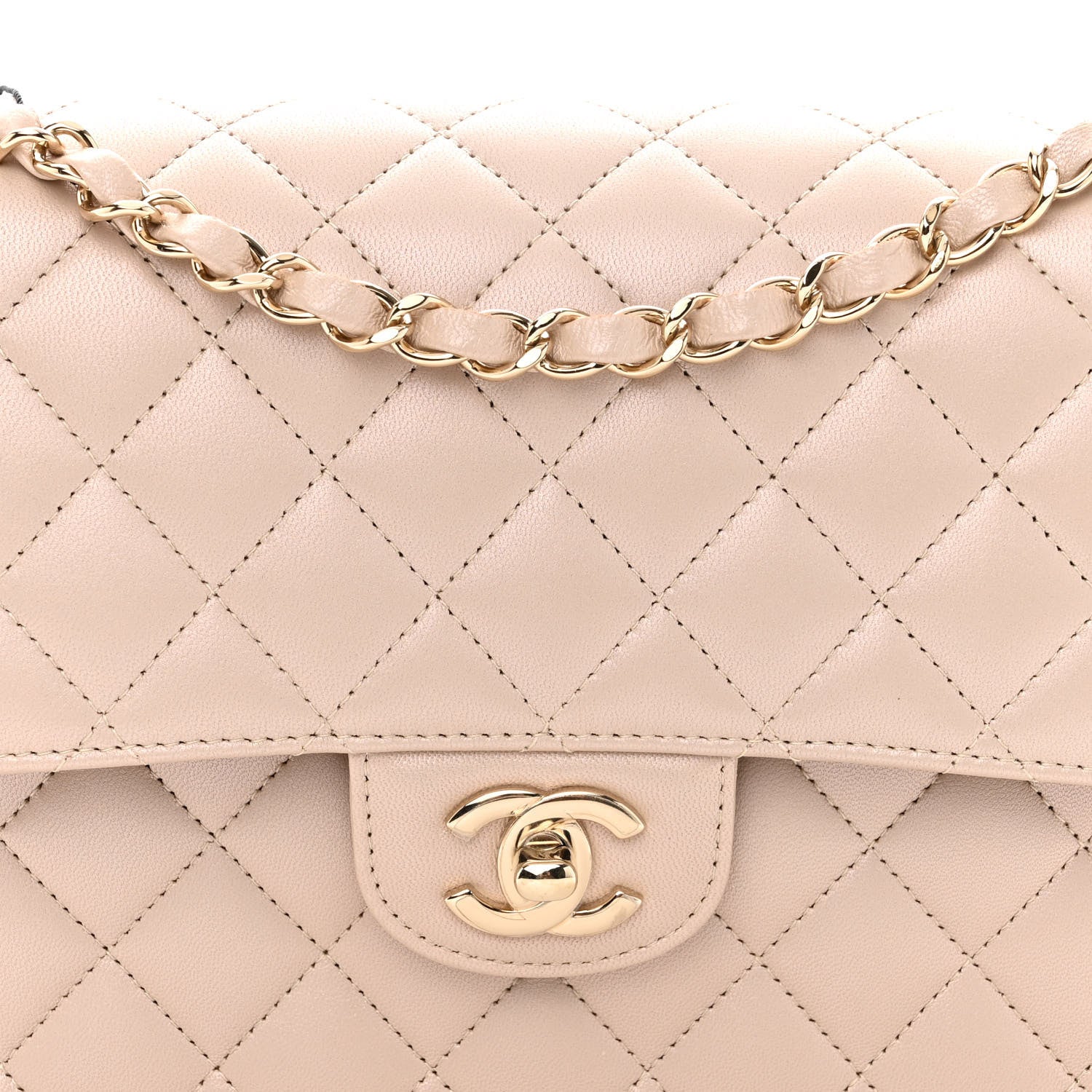 Chanel Iridescent Lambskin Quilted Medium Double Flap Light Beige 8 of 11