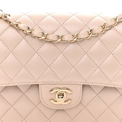 Chanel Iridescent Lambskin Quilted Medium Double Flap Light Beige 8 of 11