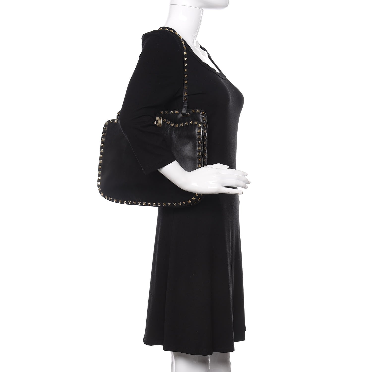 Valentino Garavani Vitello Rockstud Shoulder Satchel Black 2 of 11
