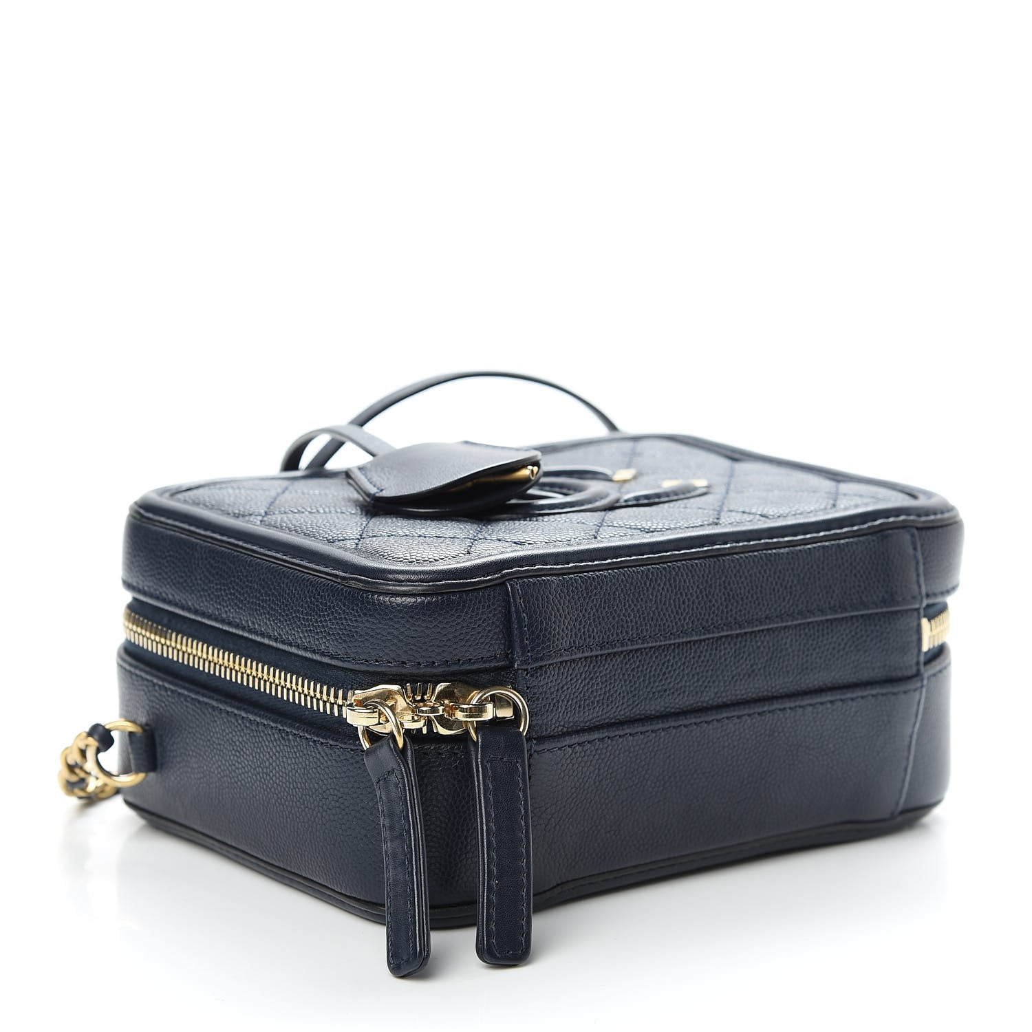 Chanel Caviar Quilted Small CC Filigree Vanity Case Navy 4 of 10