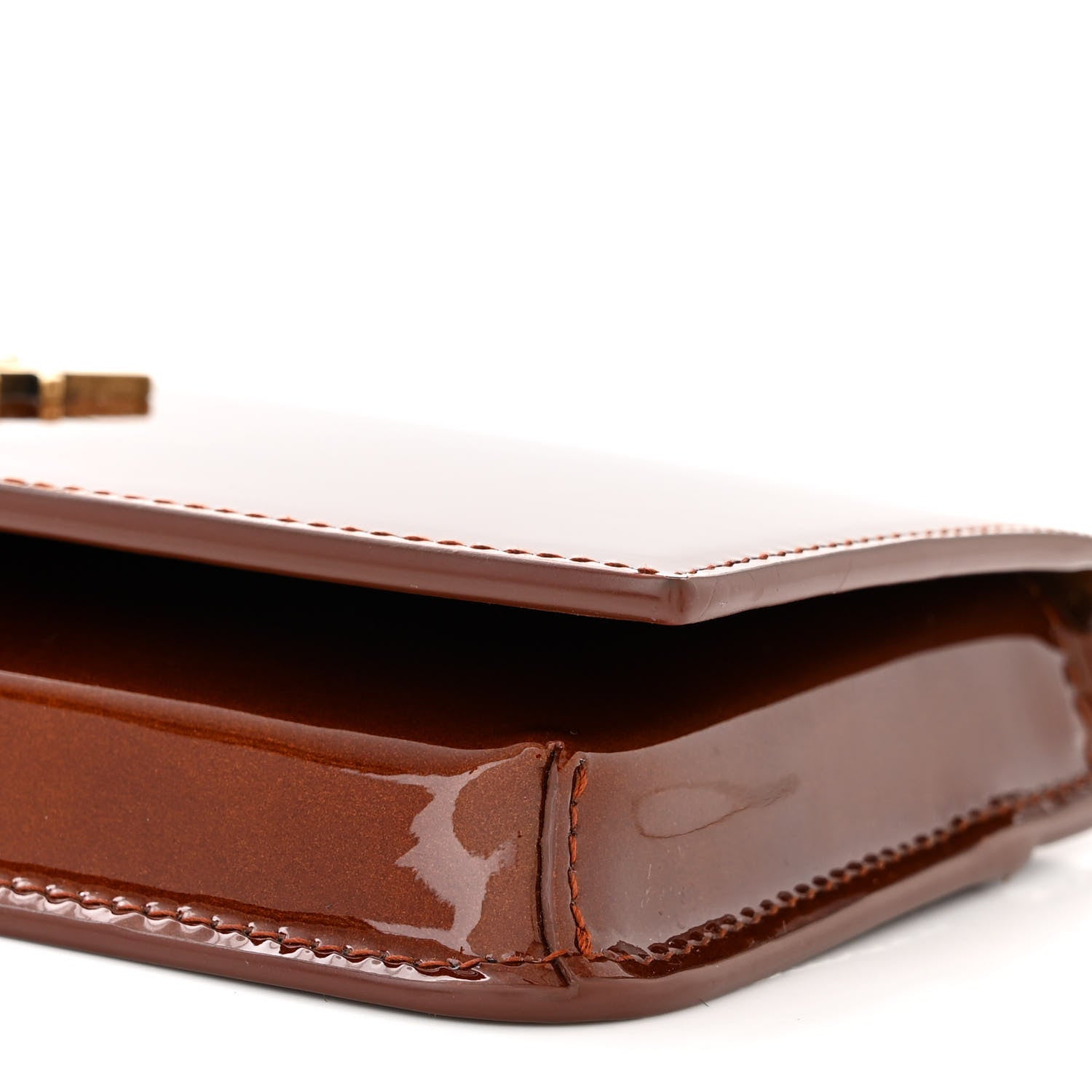 Saint Laurent Patent Monogram Phone Holder Crossbody Chataigne 8 of 10