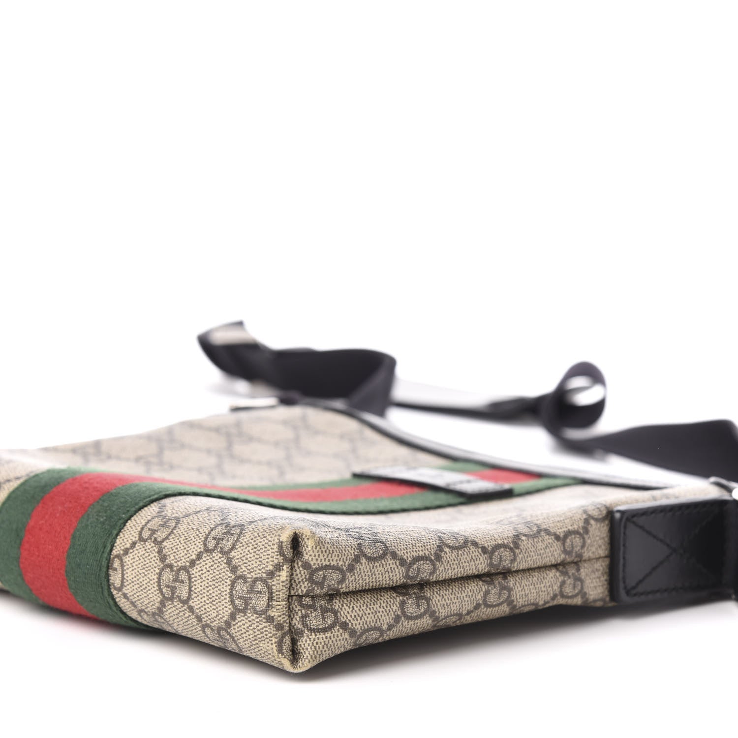 Gucci GG Supreme Monogram Web Messenger Bag Black 11 of 17