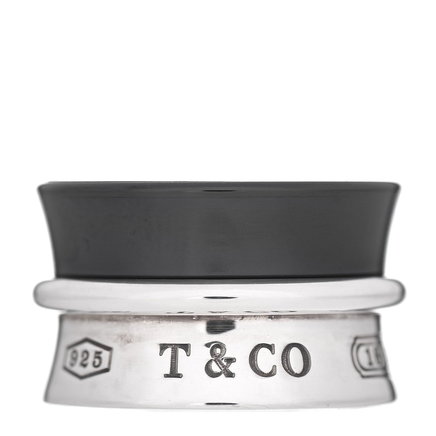 Tiffany Sterling Silver Titanium 1837 Wide Ring 47 4 1 of 4