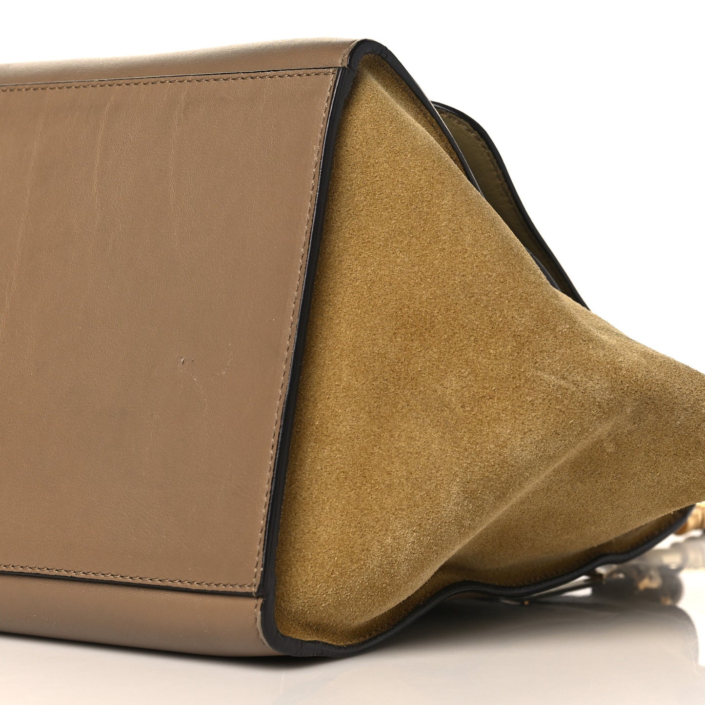 Smooth Calfskin Suede Medium Tri-Color Trapeze Olive