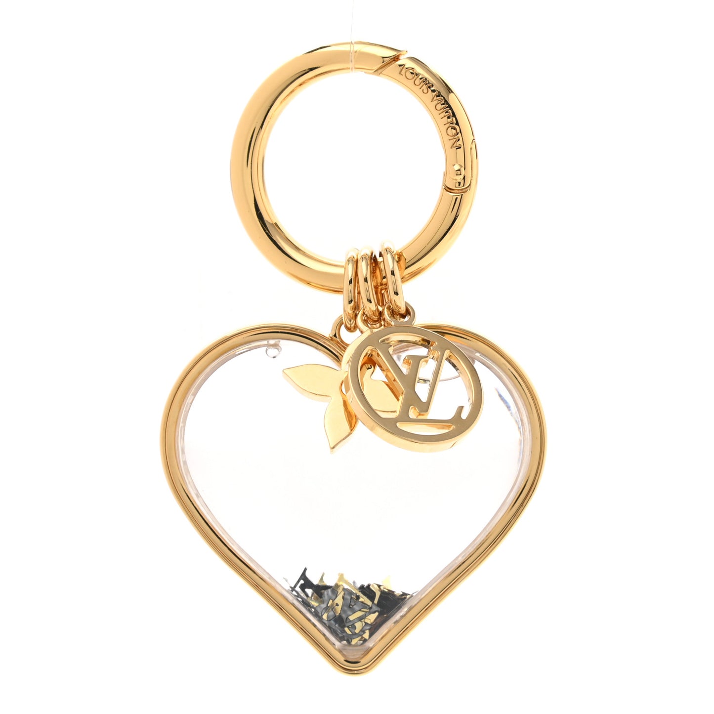 Plexiglass Metal I LV U Bag Charm Key Holder Transparent Gold