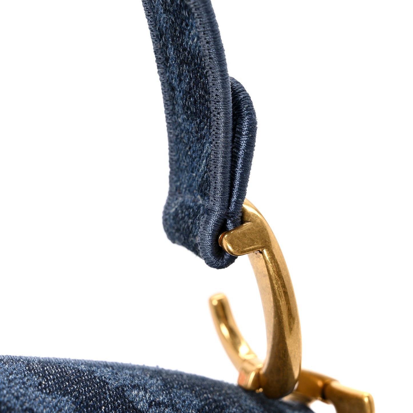 Denim Flowers Embroidered Saddle Bag Blue