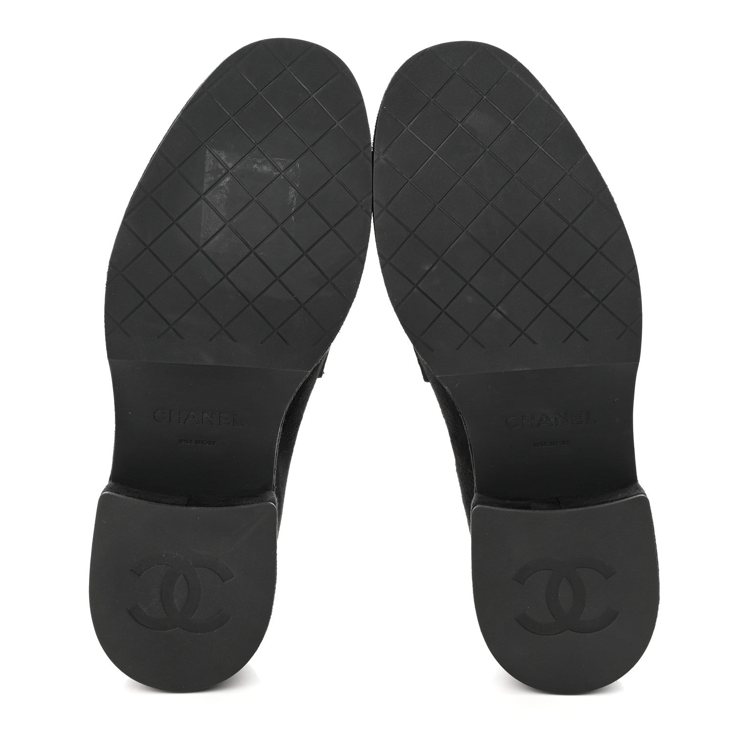 Chanel Suede Kidskin CC Platform Loafers 38.5 Black 5 of 9