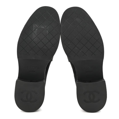 Chanel Suede Kidskin CC Platform Loafers 38.5 Black 5 of 9