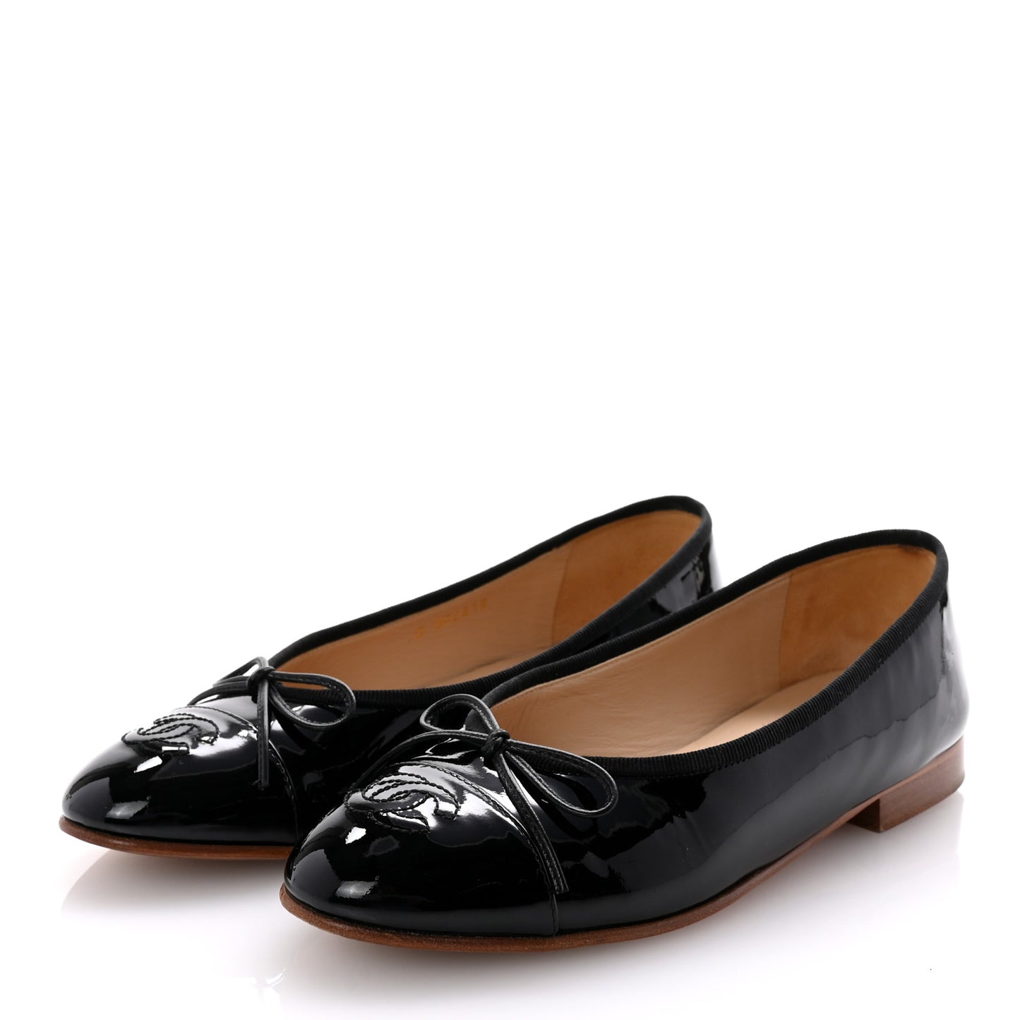 Patent CC Cap Toe Ballerina Flats 35.5 Black