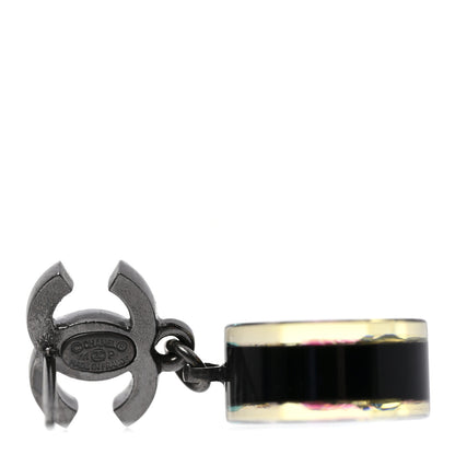 Chanel Resin Crystal CC Drop Earrings Black Multicolor 4 of 5