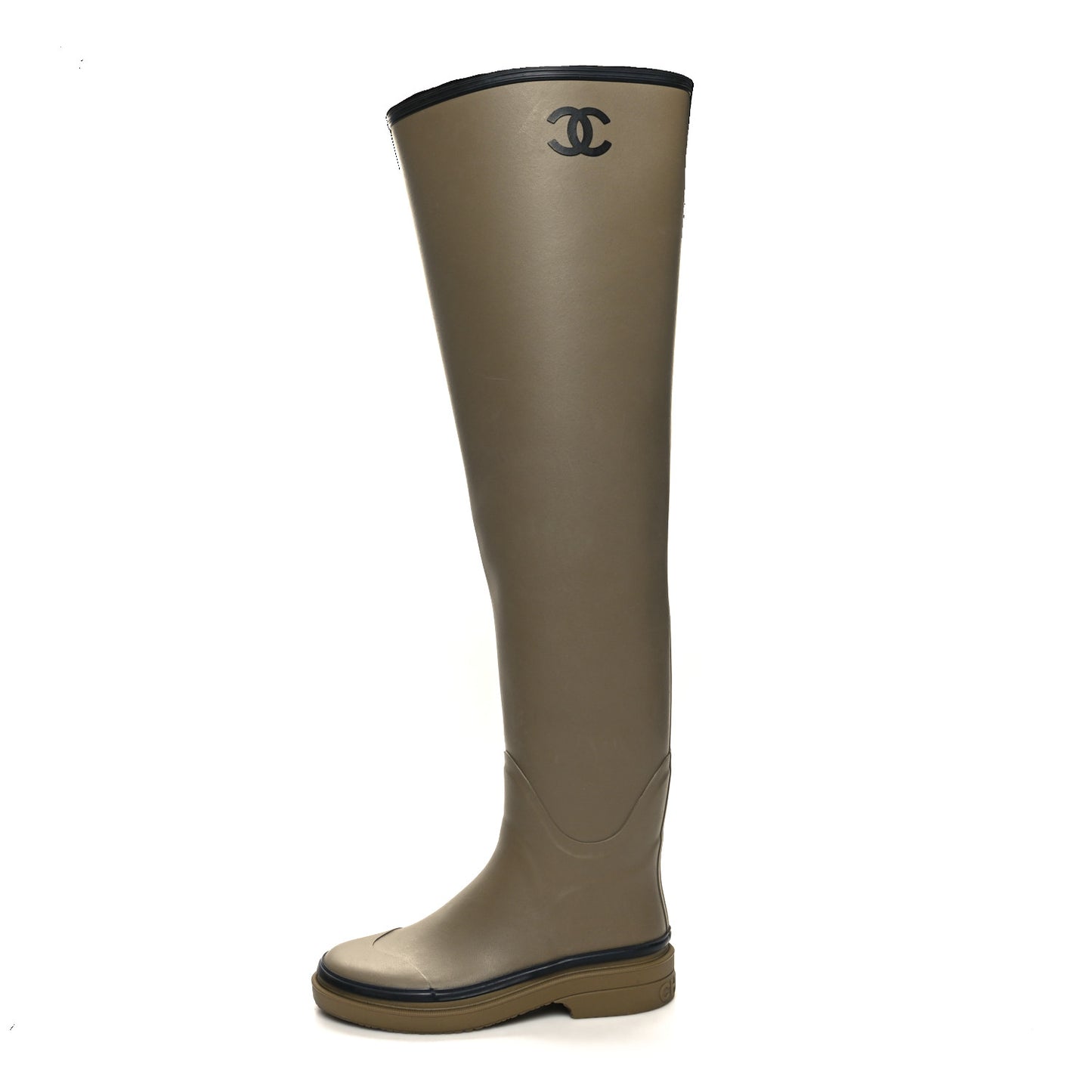 Caoutchouk CC Knee High Boots 40 Dark Beige Black