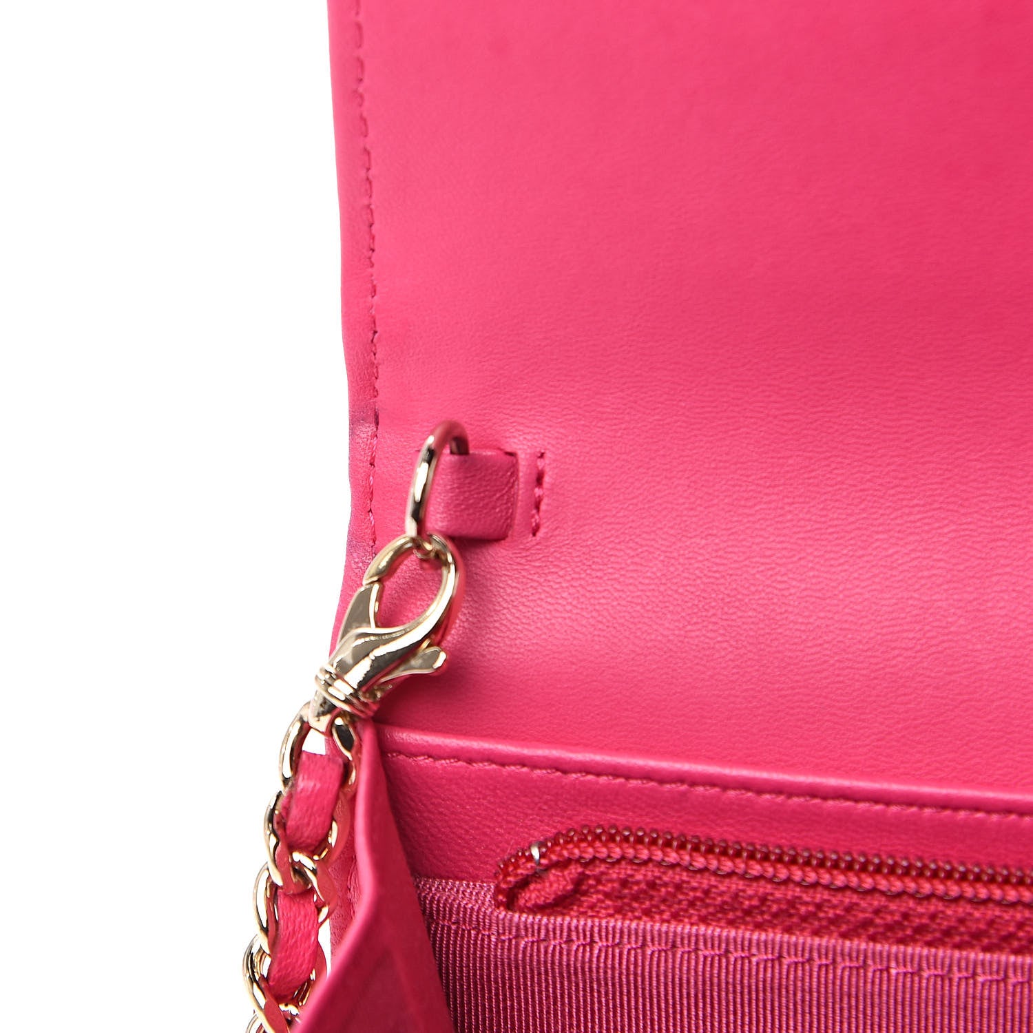 Chanel Lambskin Quilted Wallet on Removable Chain Fuchsia 15 of 16