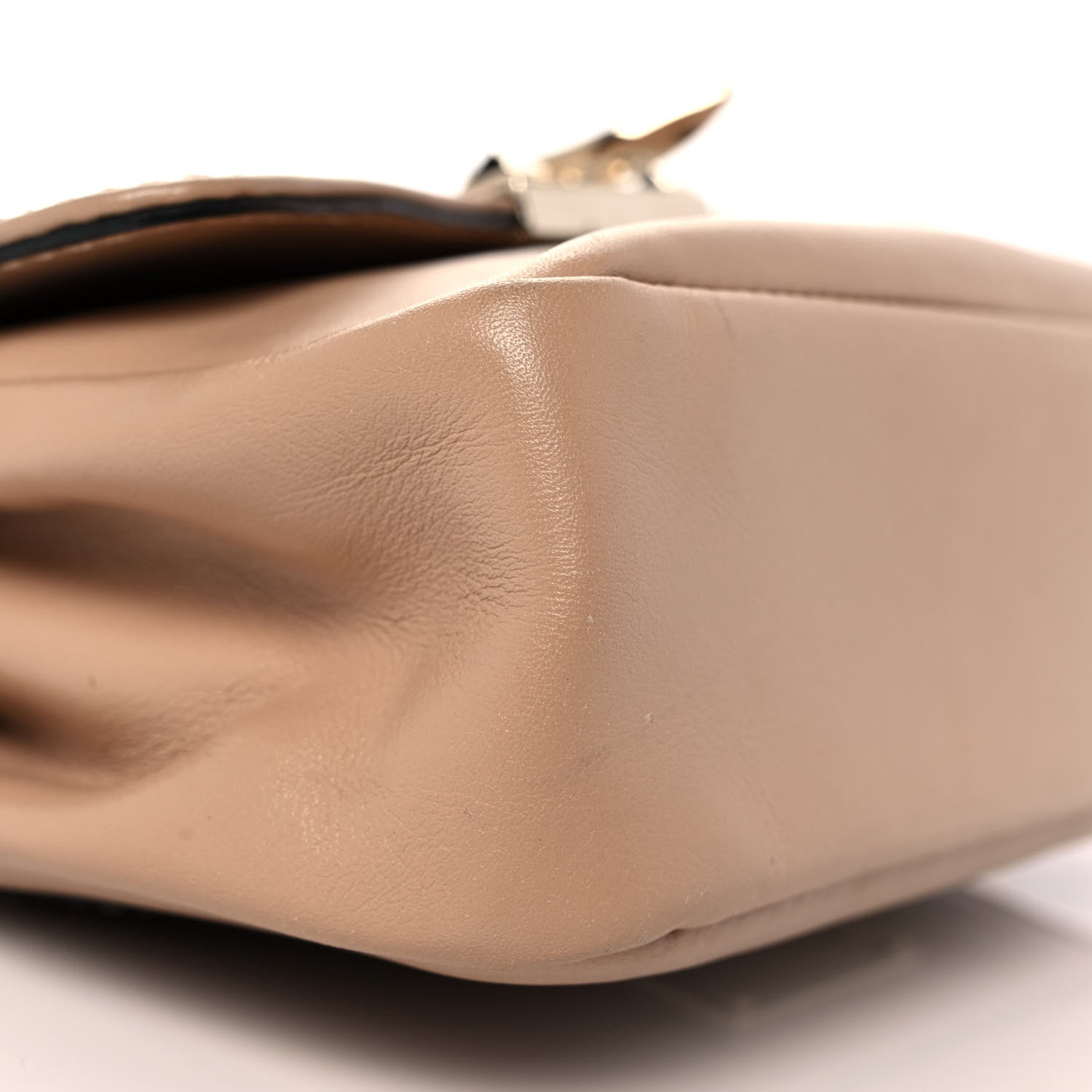 Valentino Garavani Vitello Rockstud Flip Lock Shoulder Flap Bag Beige 7 of 10