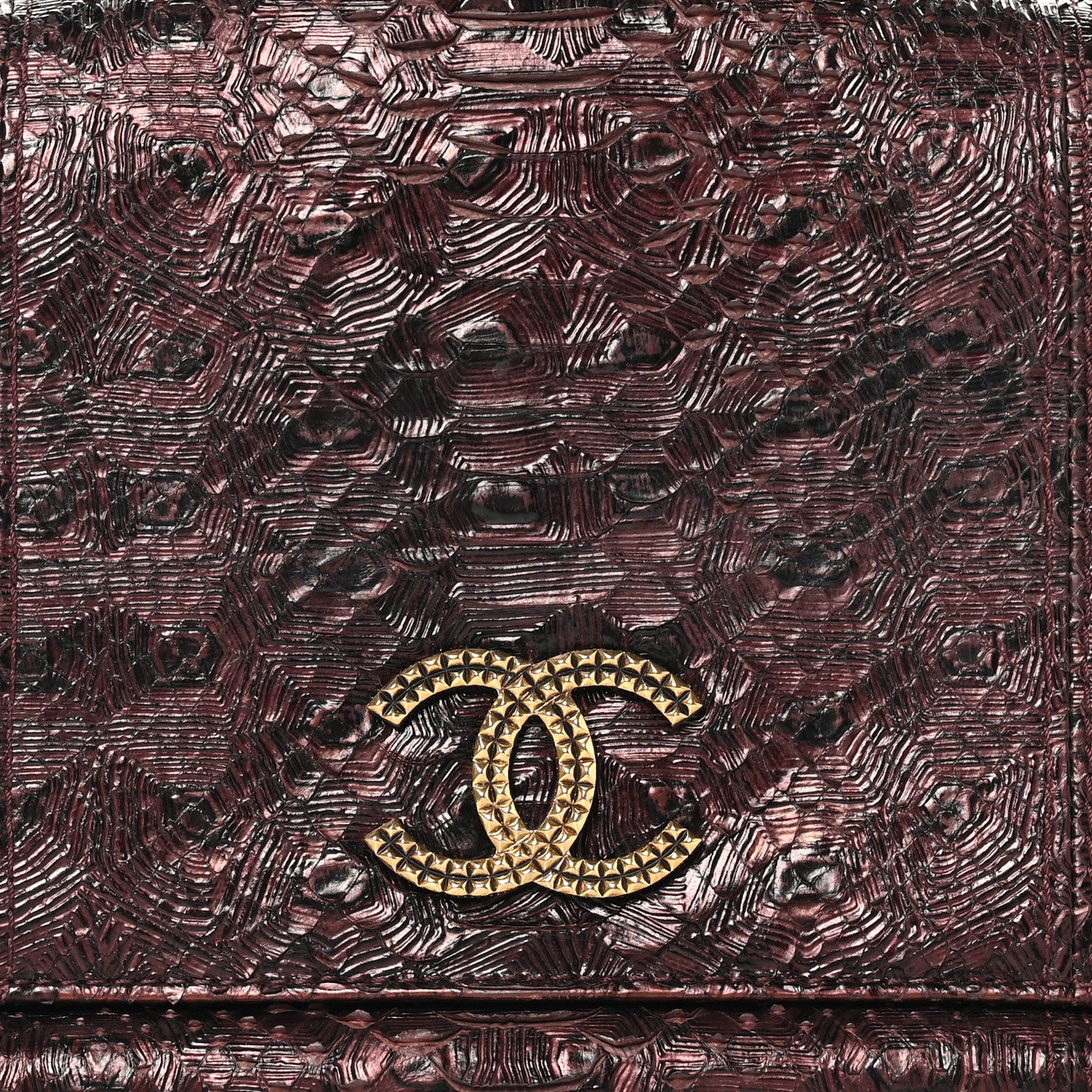 Chanel Metallic Snakeskin Medium Paris-Byzance Flap Burgundy 8 of 10
