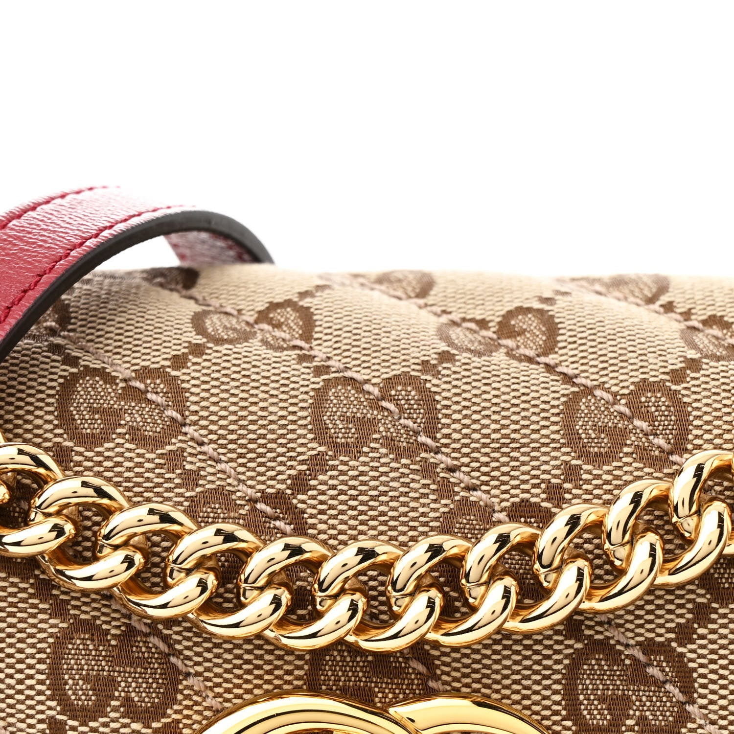 Gucci Monogram Azalea Calfskin Matelasse Diagonal Mini GG Marmont Shoulder Bag Beige Ebony New Cherry Red 8 of 10