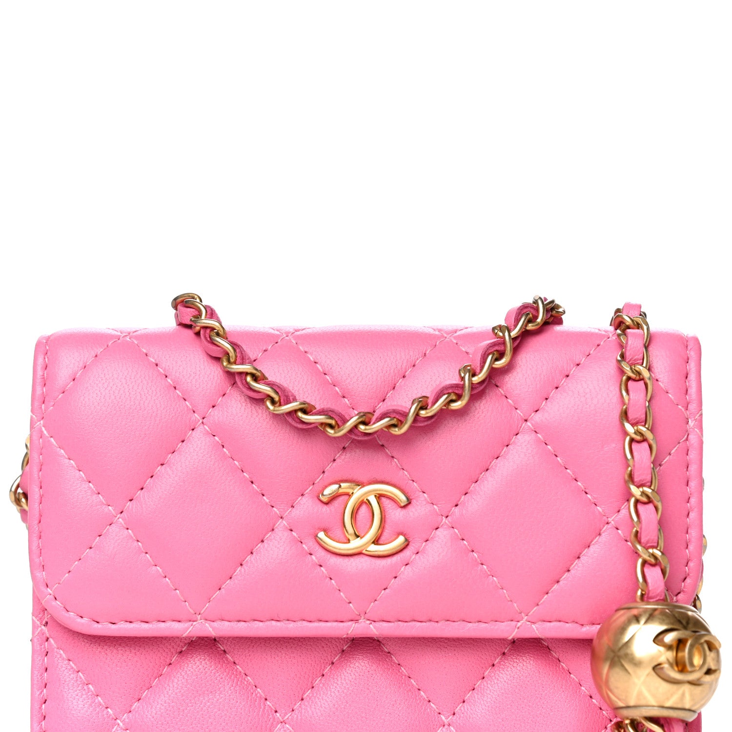 Chanel Lambskin Quilted Pearl Crush Clutch With Chain Pink 8 of 11