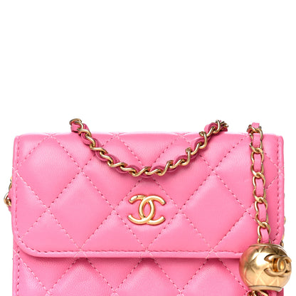 Chanel Lambskin Quilted Pearl Crush Clutch With Chain Pink 8 of 11