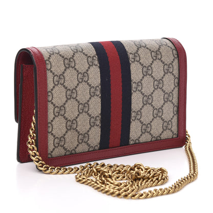 Gucci GG Supreme Monogram Web Queen Margaret Chain Wallet Red 2 of 9