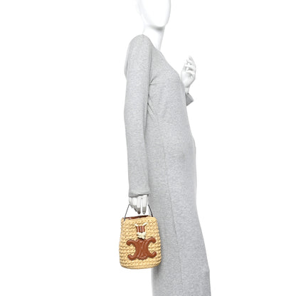 Celine Raffia Calfskin Drawstring Teen Natural Tan 2 of 10