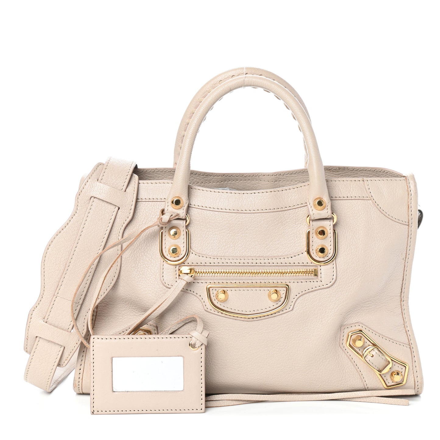 Chevre Gold Metallic Edge Hardware S City Beige Praline