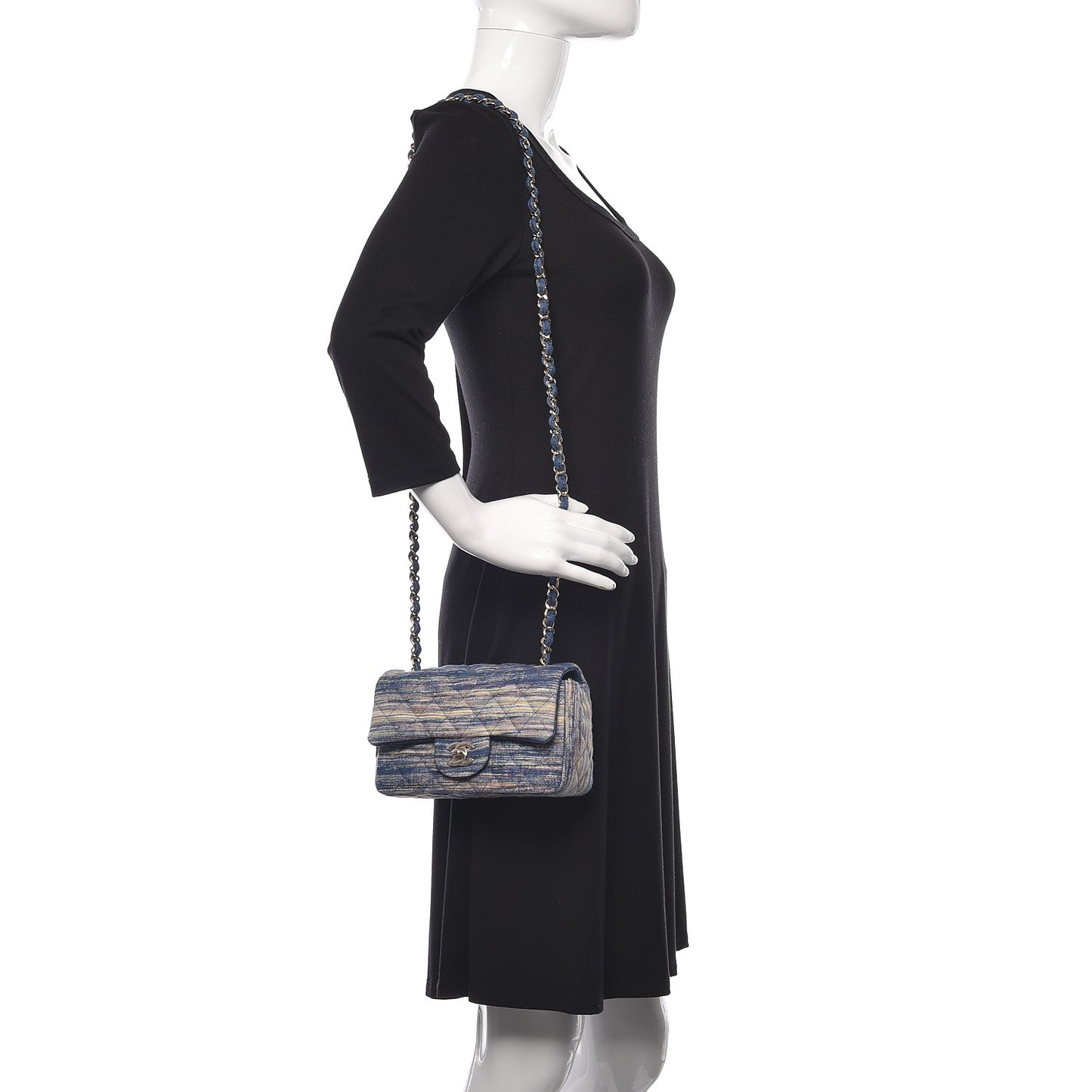Striated Quilted Classics in Fabrics Mini Rectangular Flap Blue