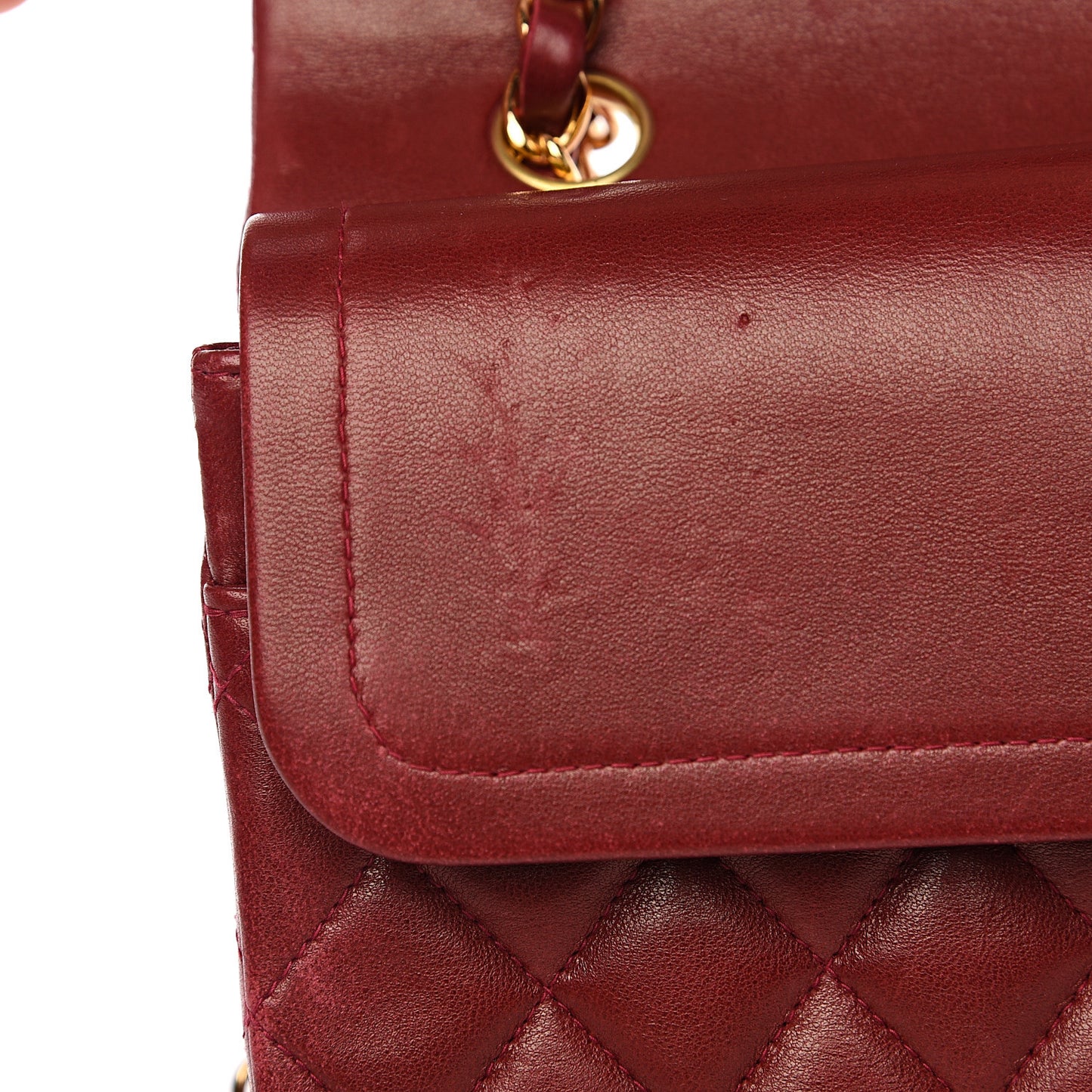 Lambskin Quilted Medium Double Flap Red