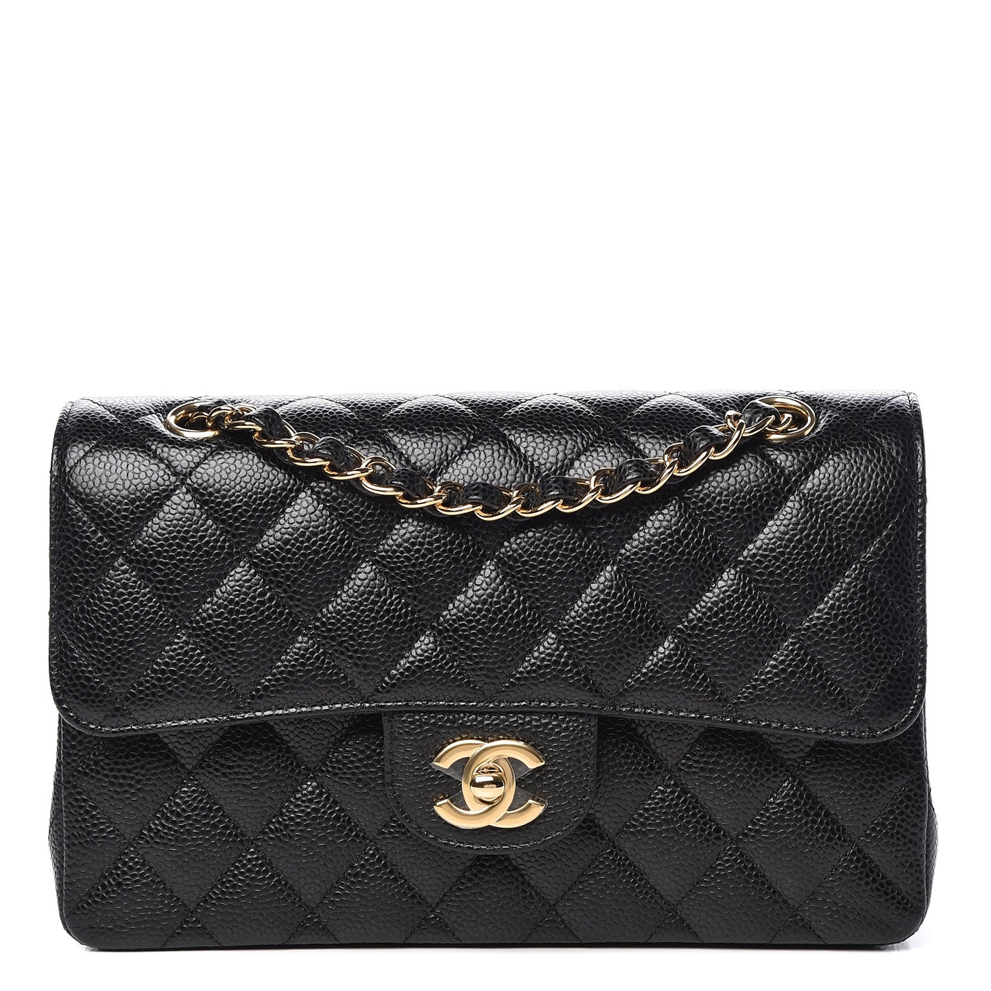 Caviar Quilted Small Double Flap Black