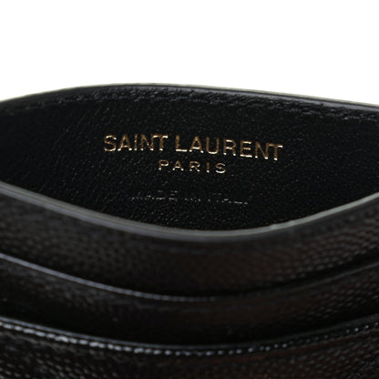 Saint Laurent Grain De Poudre Matelasse Chevron Monogram Credit Card Case Black 5 of 6