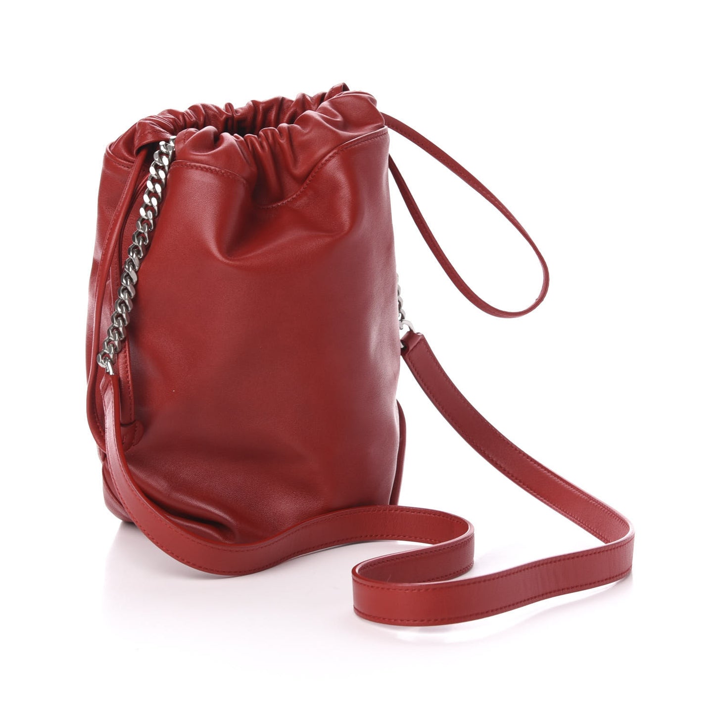 Lambskin Small Teddy Bucket Bag Red
