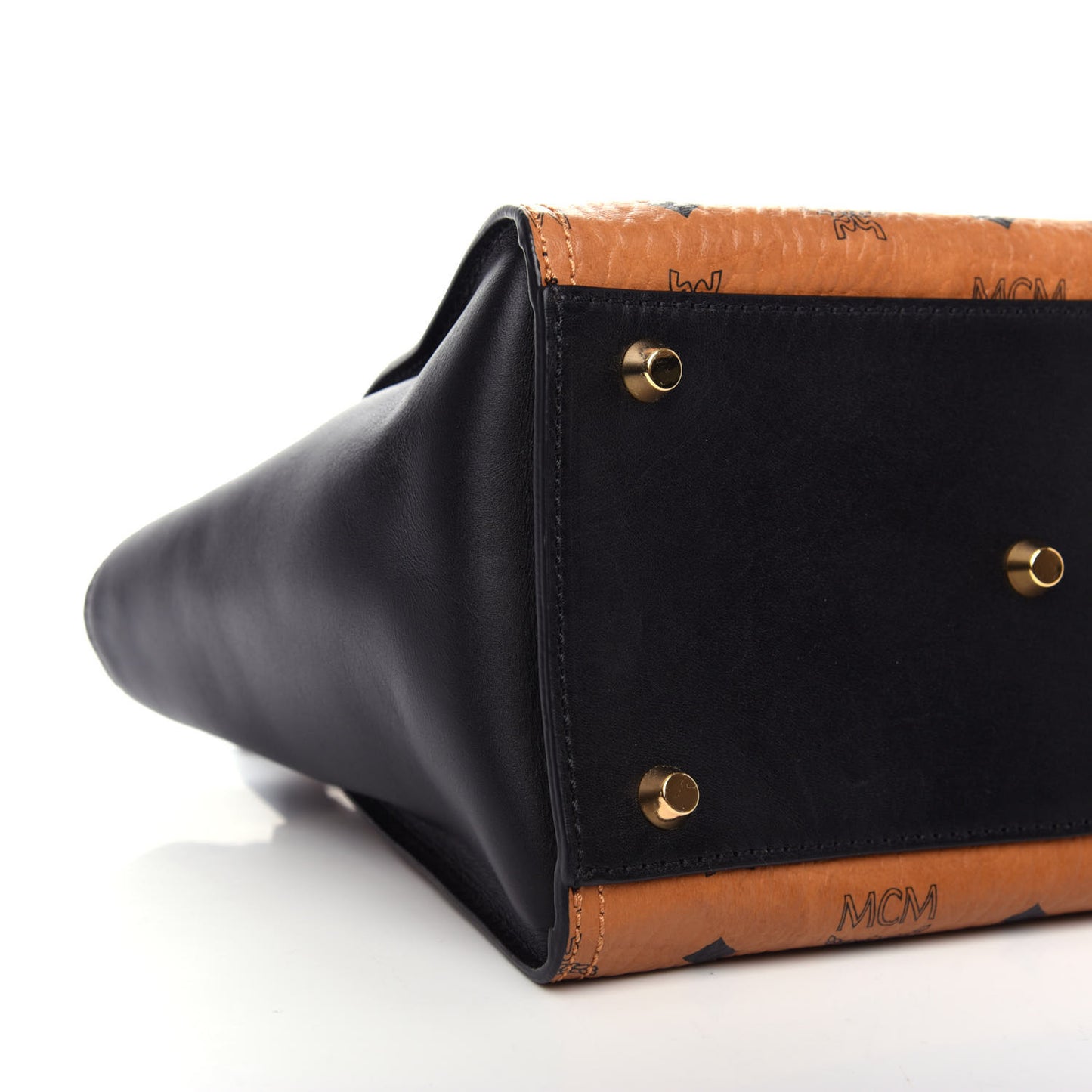 Visetos Small Kathy Double Zip Tote Cognac Black