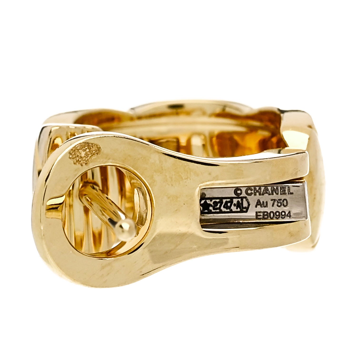 Chanel 18K Yellow Gold Coco Crush Hoop Earrings 4 of 4