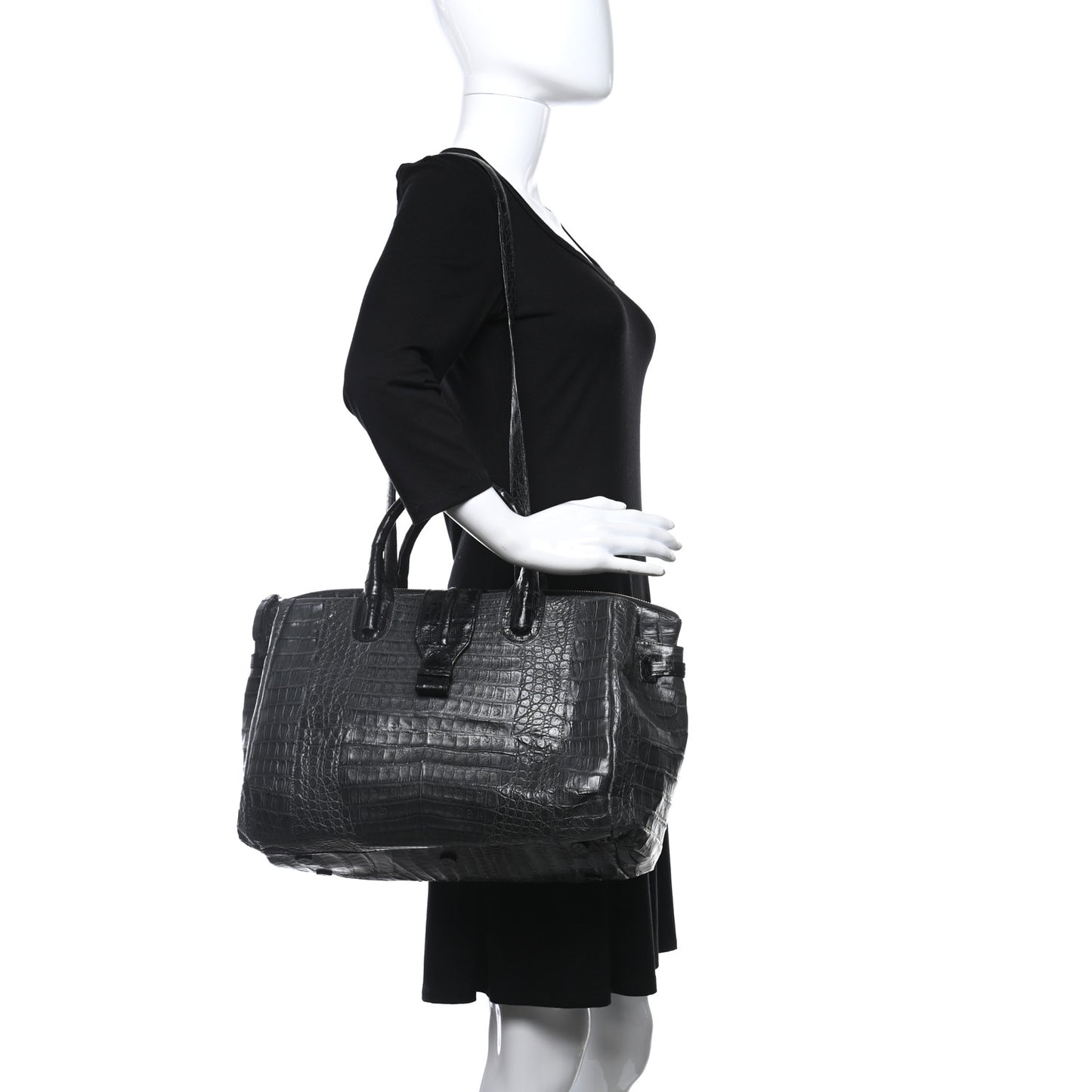 Crocodile Cristina Satchel Dark Grey