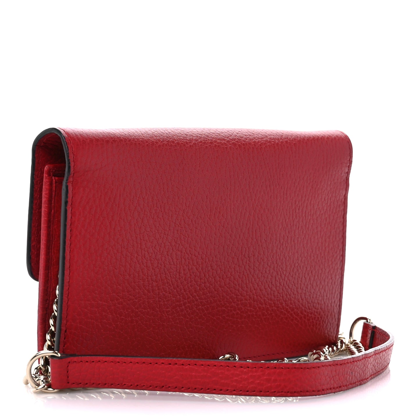 Dollar Calfskin Interlocking G Chain Wallet Red