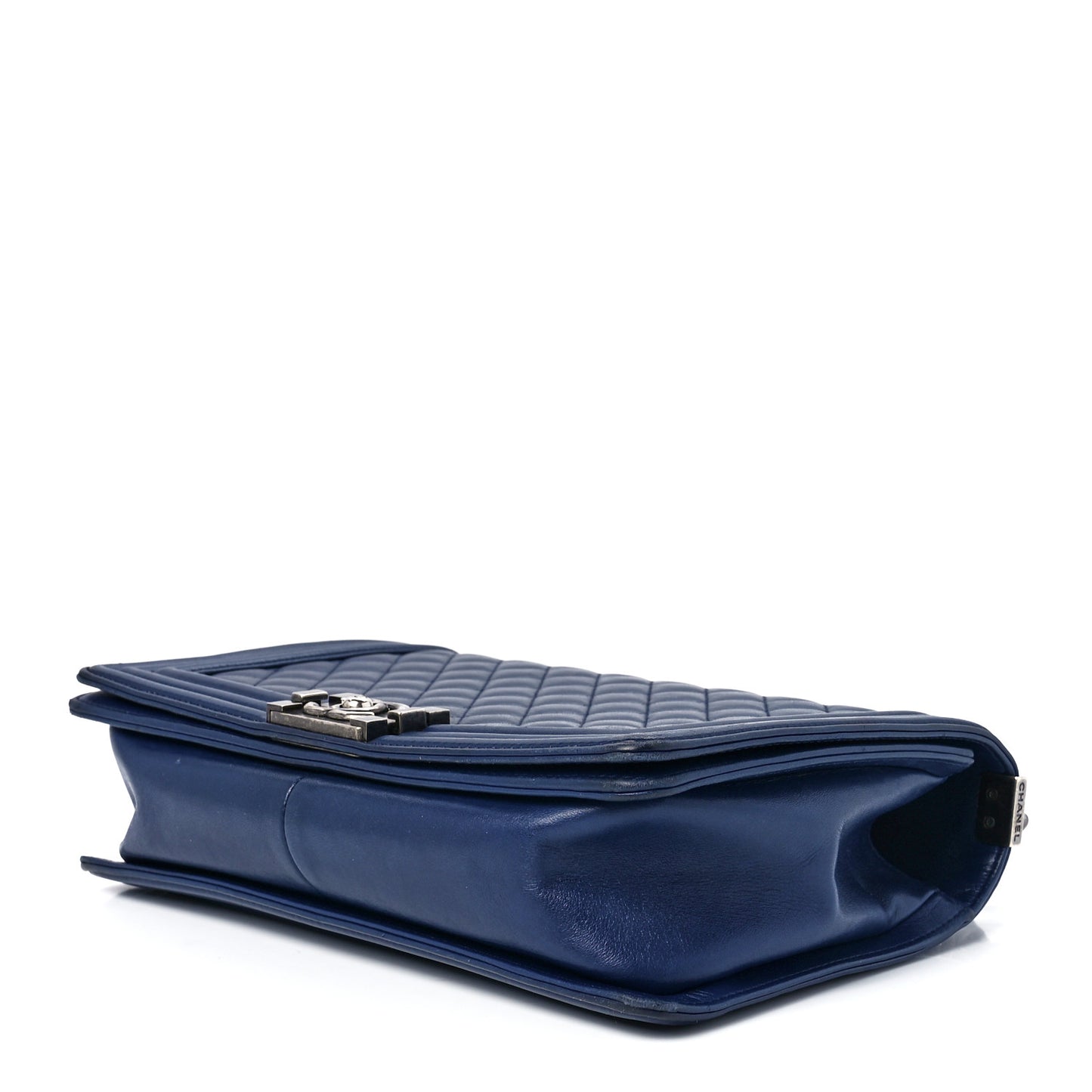 Calfskin Quilted New Medium Boy Flap Navy Blue