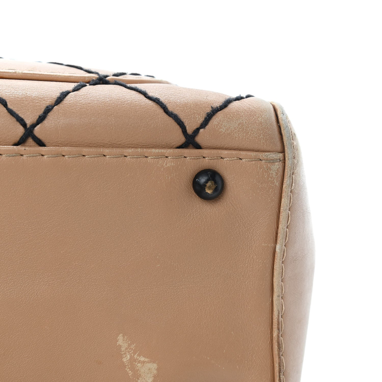Chanel Calfskin Contrast Stitch Surpique Bowler Beige 16 of 19