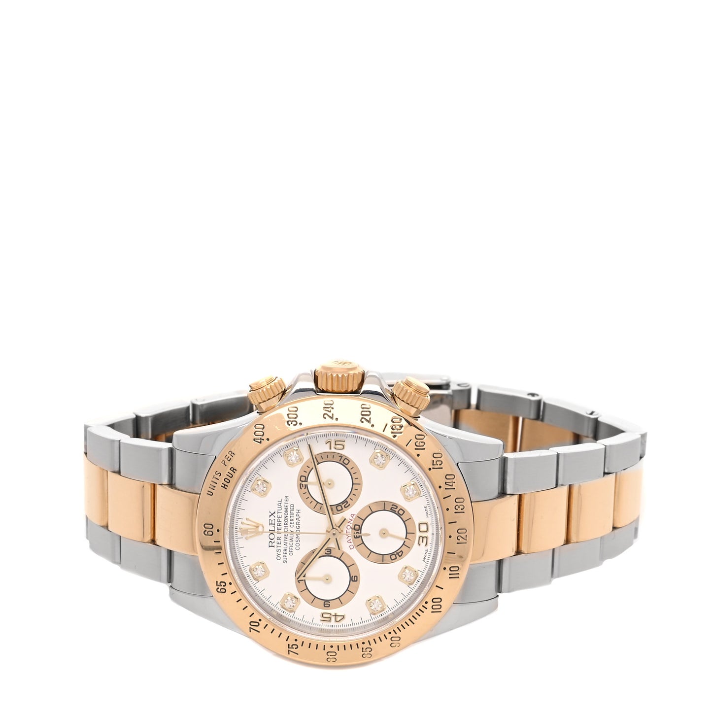 Stainless Steel 18K Yellow Gold Diamond 40mm Oyster Perpetual Cosmograph Daytona Watch White 116523